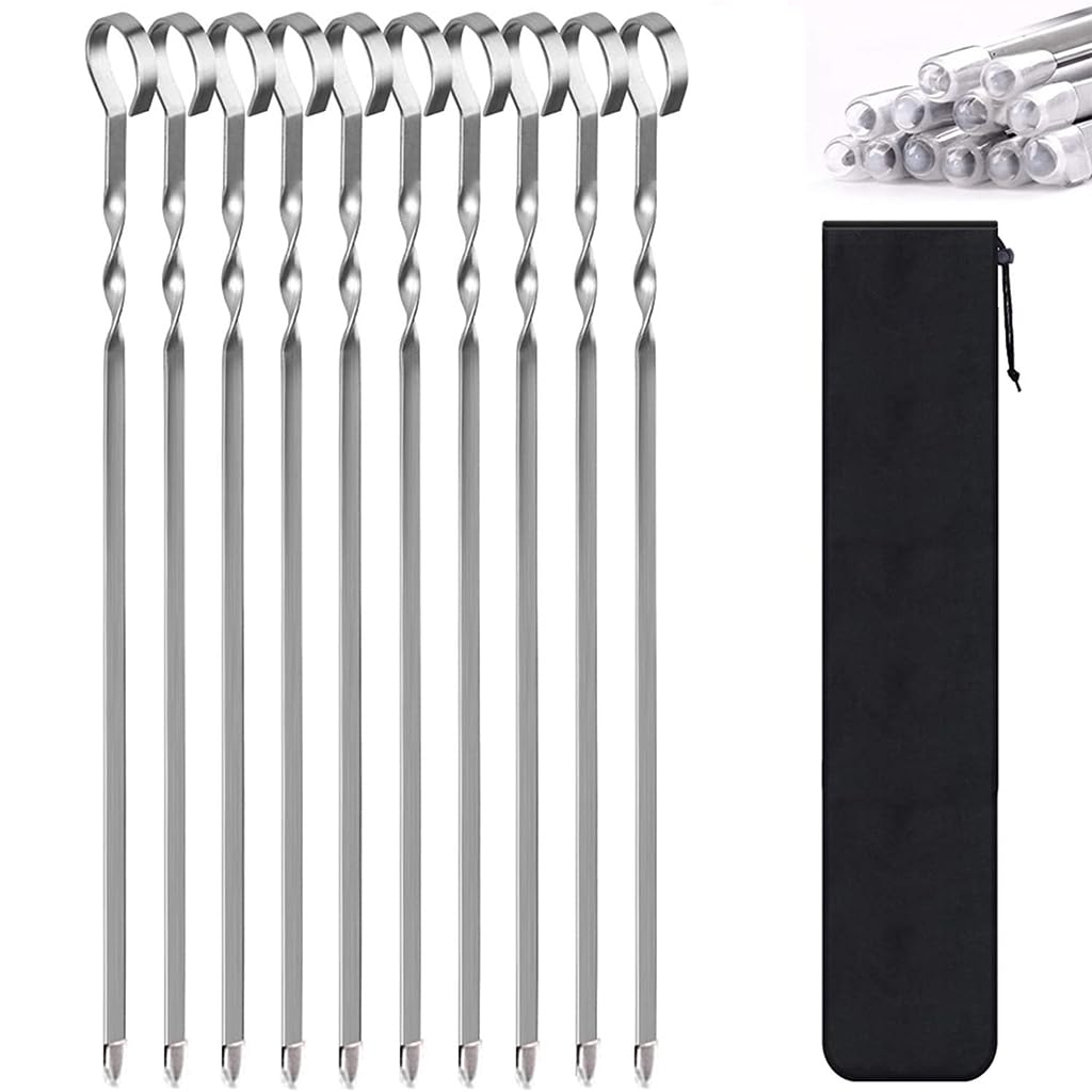 HASTHIP 10Pcs Skewers for Grilling, 14 HASTHIP 10Pcs Skewers for Grilling, 14